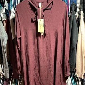 Elan Burgundy Long Sleeve Dress